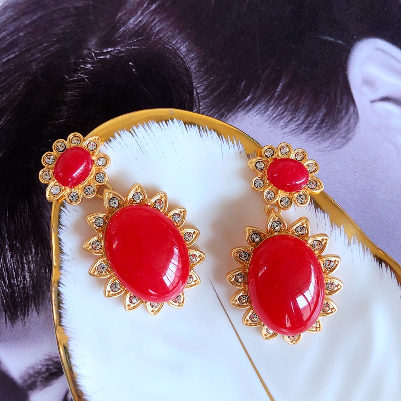 Wholesale Jewelry Retro Oval Stone Earrings Nihaojewelry display picture 6