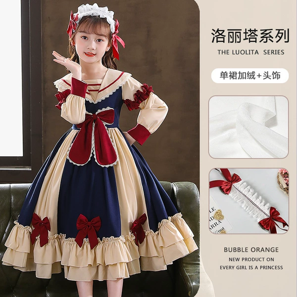 Blue fleece skirt, hair accessory