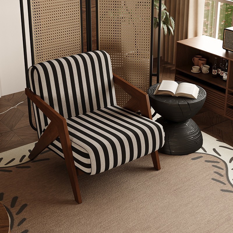 Richard Chair Home Light Luxury Retro Designer Solid Wood Single Lazy Sofa Chair Mid-Century Style Living Room Balcony Chair