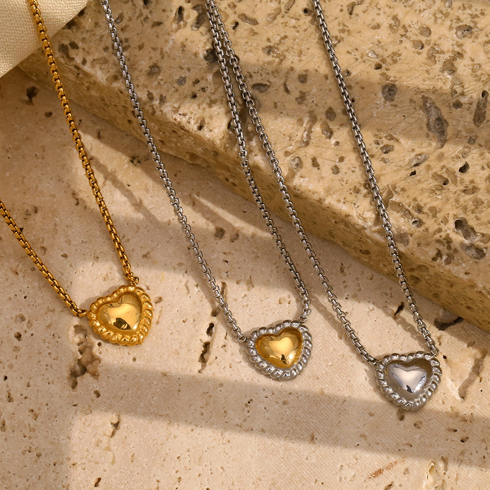 Casual, Daily, Date Occasion 304 Stainless Steel Material Heart Shape Pattern Wholesale Jewelry Simple Style Heart Shape 304 Stainless Steel 18K Gold Plated Mixed Metal Plating Earrings Necklace Box Chain