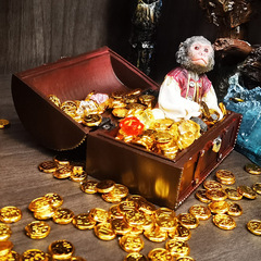 1:6 scale soldier figure toy accessories model, Caribbean pirate miniature small gold coins, decorative scenery props and supplies