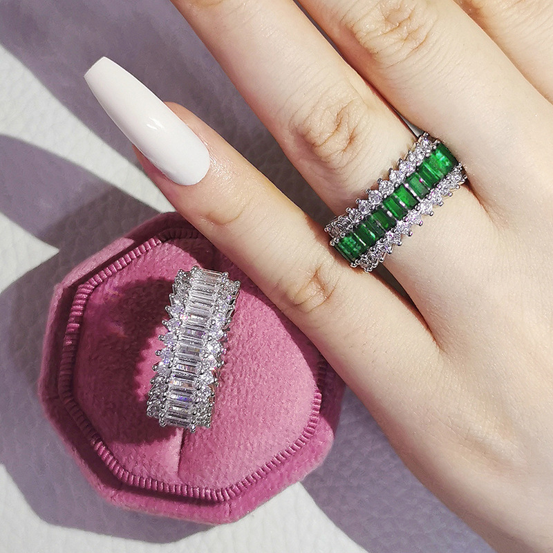 three-row zircon full diamond ring