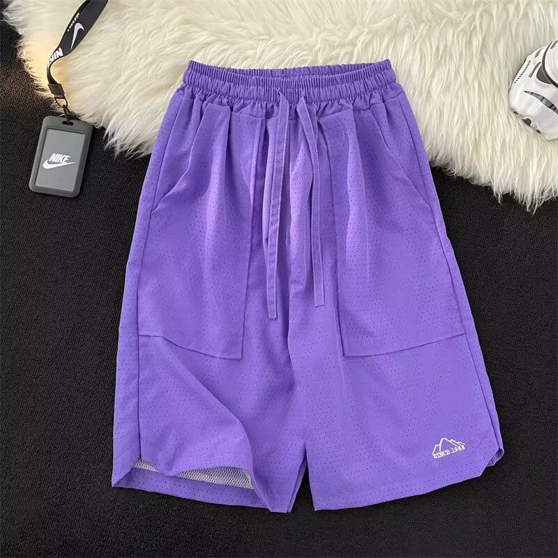 Летние фиолетовые сетчатые быстрые сухие и дышащие шорты для мальчиков