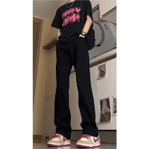 Cleanfit Bending Knife Men's Black Mini Straight Pants American Vibe Streetwear Slim Straight Casual Trousers