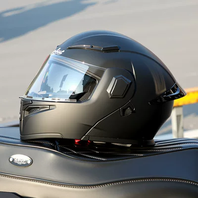 for Electric Vehicles, Motosiklet kaskı (dəbilqə) - matte-black-3cdot-dual-certification-face-helmet-comes-with-anti-fog-agent-one-size-fits-all