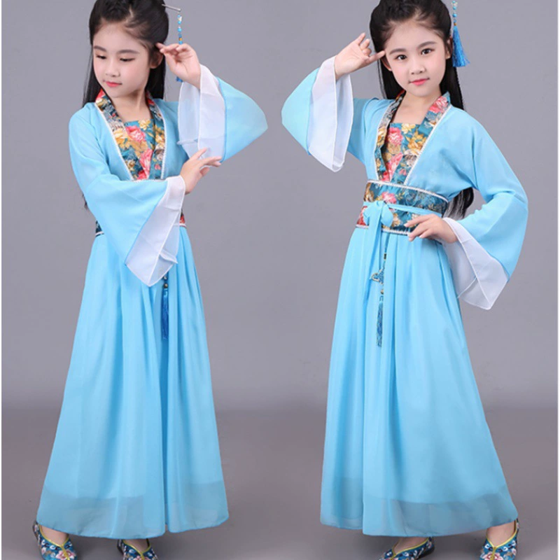 Детский древний костюм, платье принцессы феи Ханфу, наряд для выступления Гужэн, древний костюм Тан, костюм имперской супруги Ханфу, древний костюм маленькой девочки.