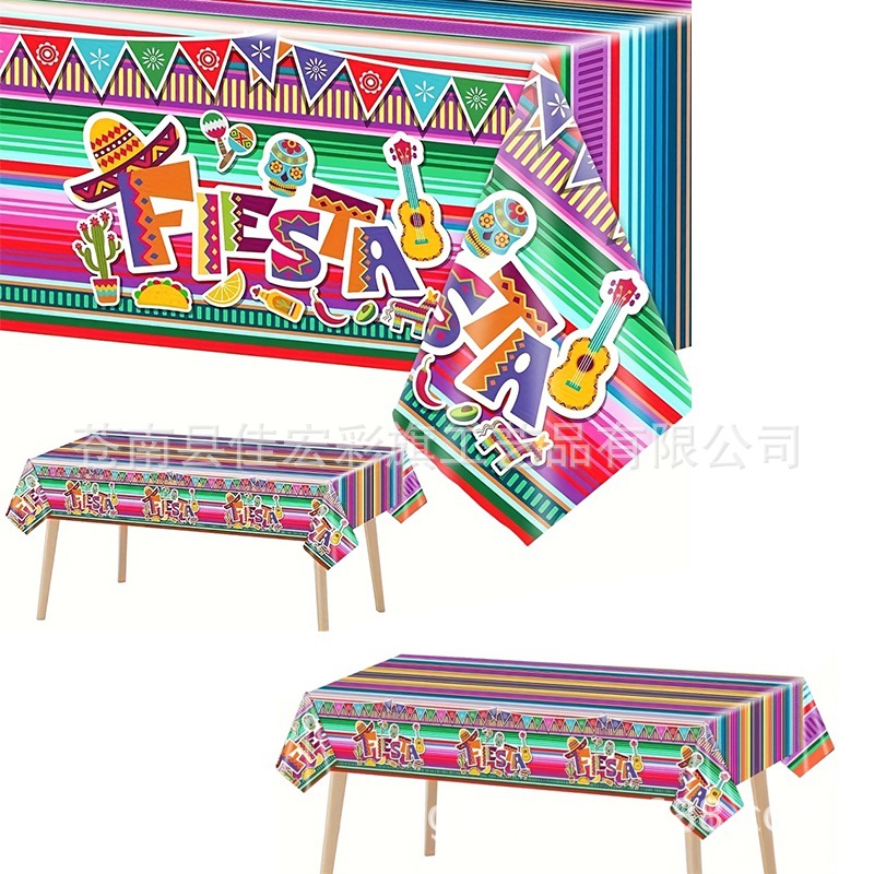 Disposable Tablecloth Peva Plastic Tablecloth Waterproof and Oil-Proof Birthday Party Table Mexican Tablecloth