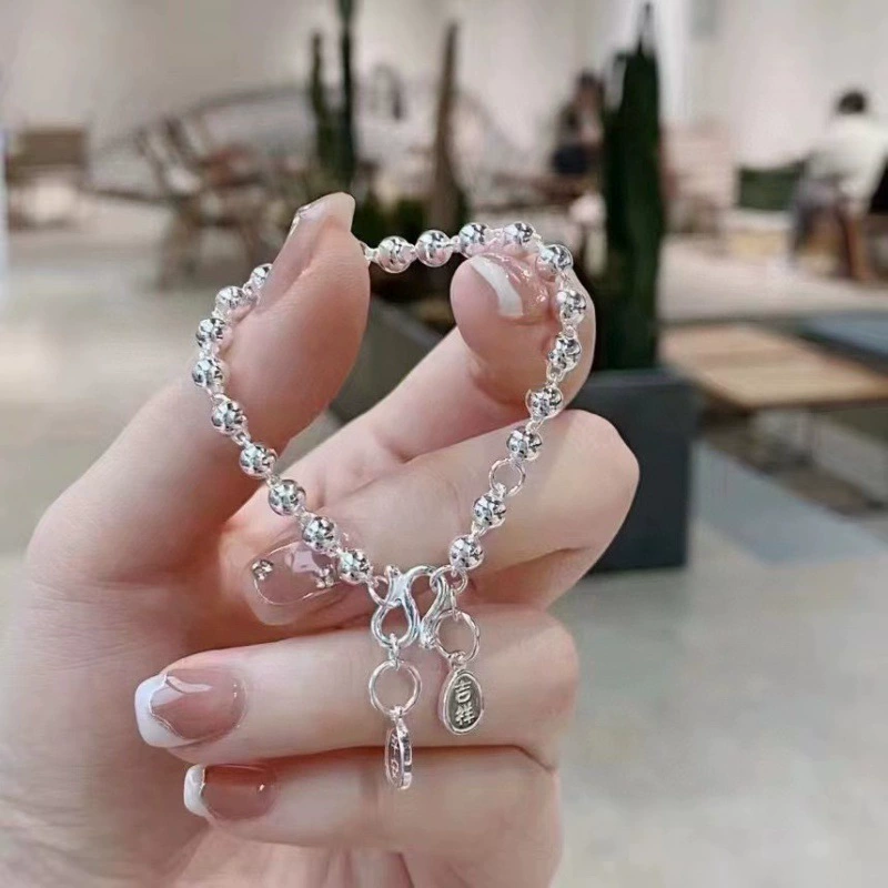 Серебряный браслет, защитный амулет, браслет из одного бисера, бисерный браслет, детский розарий с круглыми бусинами, семейный стиль