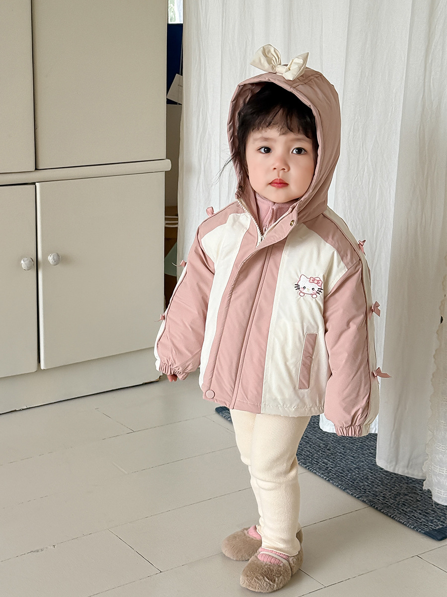 Sugar Pear ropa infantil niñas vestir abrigo de invierno 2024 nuevo estilo de niños coreano algodón sandwiched abrigo de ropa de bebé