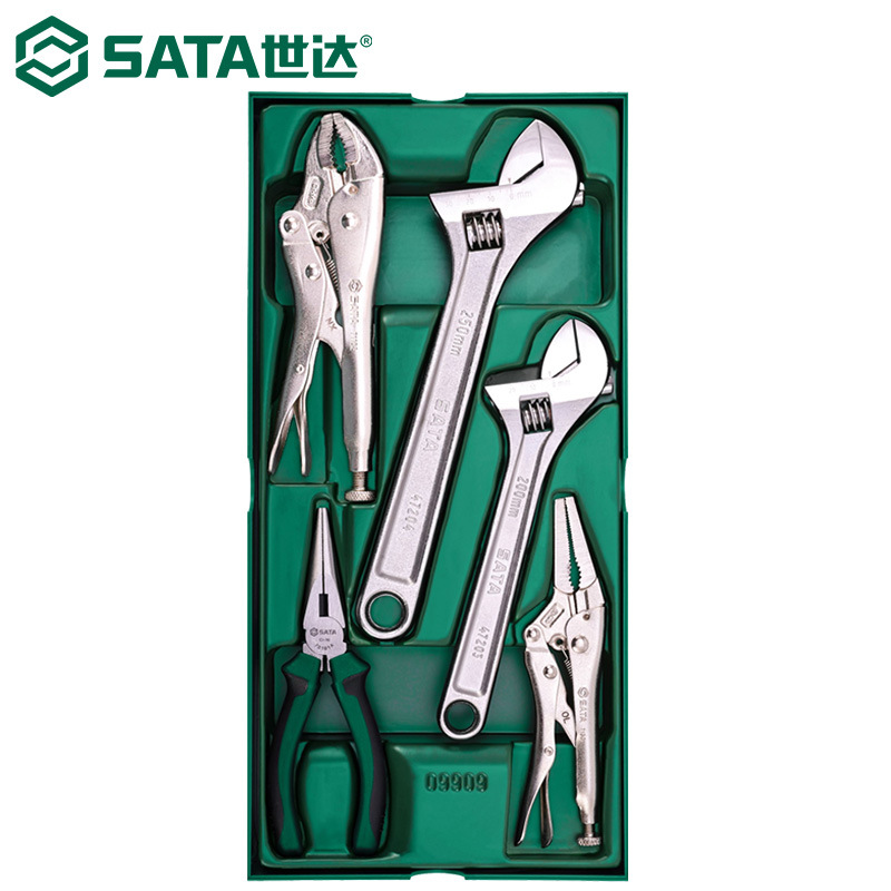 世达09909工具车配套工具托活动扳手尖嘴钳大力钳子组套5件套