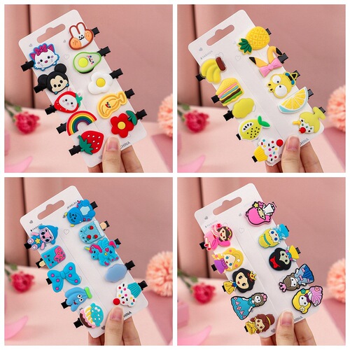Children's hair clip soft glue 10-piece set girls hair clip cute BB clip side clip cartoon hair clip factory direct sales wholesale