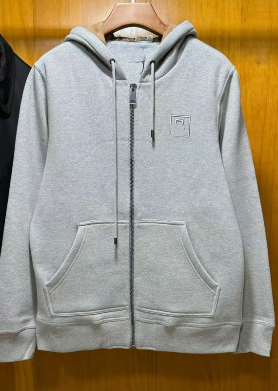 内里双层布加厚方框B绣花男士连帽开衫拉链卫衣men hoody|undefined
