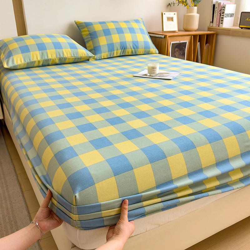 Funda de cama cepillada de algodón cubierta protectora de colchón de una sola pieza 2024 nueva funda de cama impresa para una sola persona para todas las estaciones