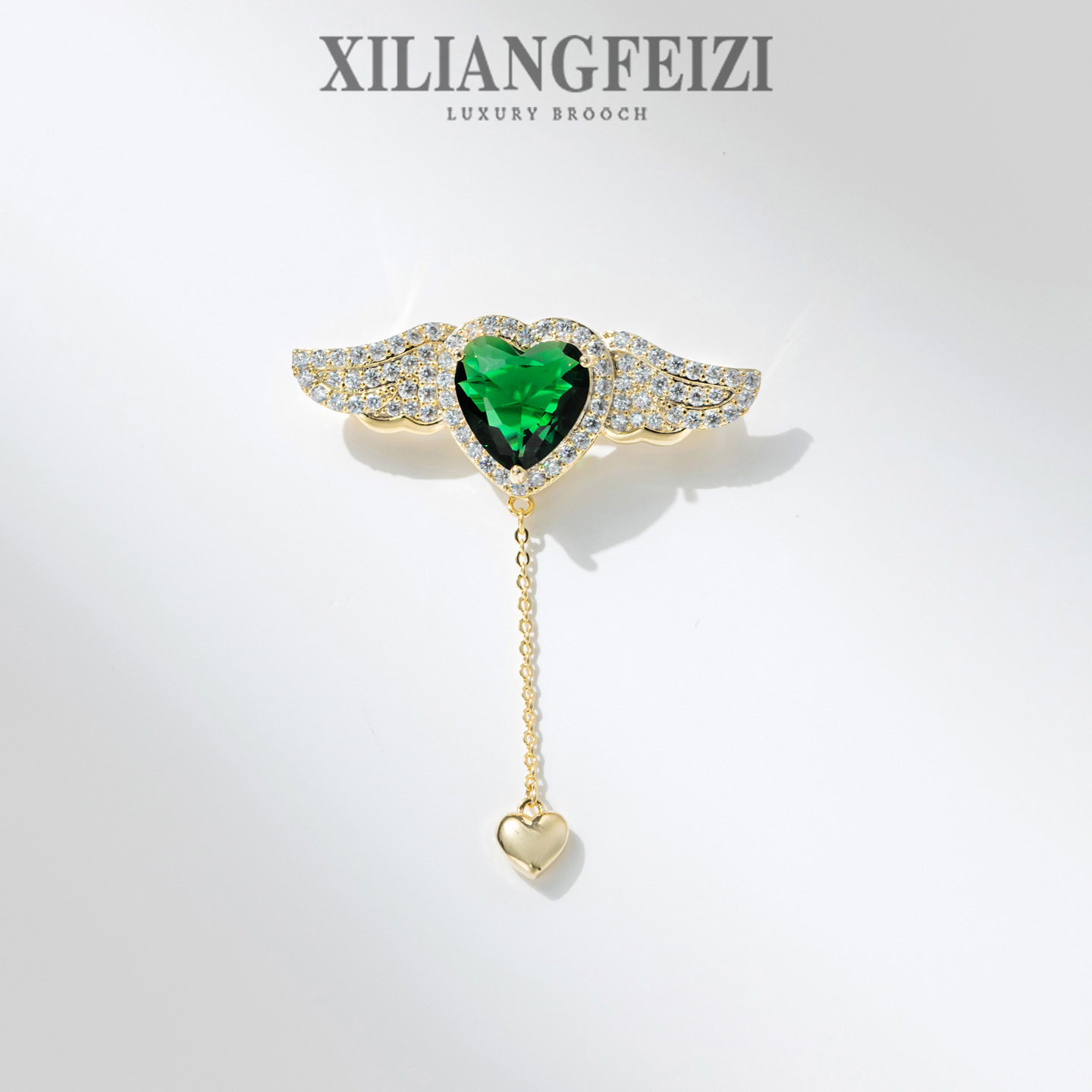 Xiliang concubina fresca verde amor ala temperamento de perla femenina moda estereoscópica abrigos accesorios broches al por mayor