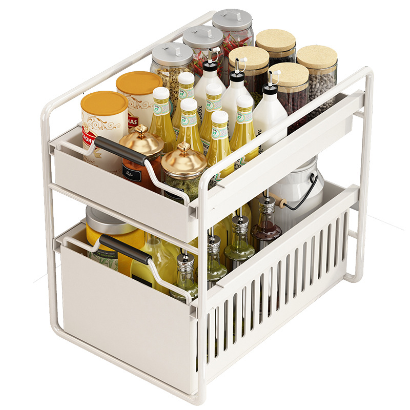 Estante de almacenamiento de cocina extraíble multifuncional, cajón multifuncional, estante de almacenamiento de condimentos para gabinete y fregadero