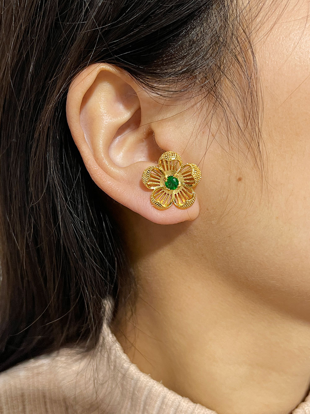 1 Pair Casual Elegant Flower Plating Inlay Copper Zircon Ear Studs display picture 3