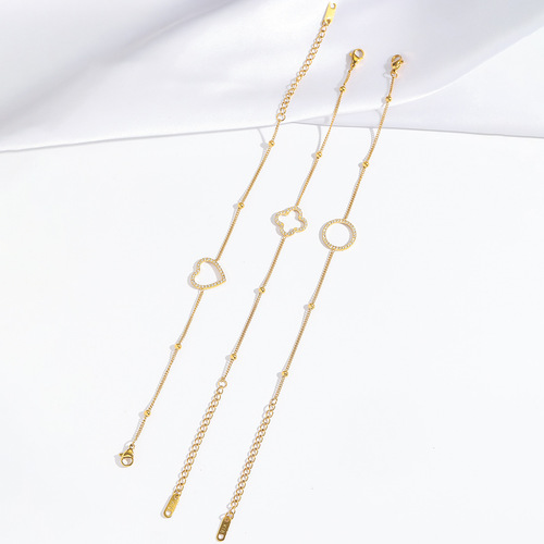 Bracelet for women's Japanese and Korean style new love bracelet fashionable zircon handpiece four-leaf flower niche design bracelet