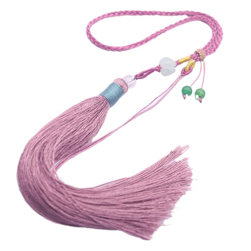 (2개) 새로운 국가 스타일 펜던트 긴 술 호박 구슬 자동차 매달려 TASSELS 녹색 구슬 수제 로프 펜던트 액세서리 매달려 TASSELS