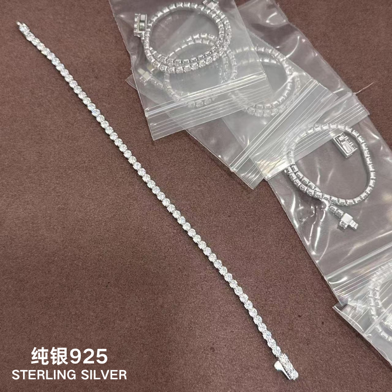 Sterling Silver S925 Personalized 10-Point Diamond Row Bracelet, Full Diamond Bracelet for Women, Tennis Chain, Full Diamond, Sparkling Style Sterling Silver S925 Personalized 10-Point Diamond Row Bracelet, Full Diamond Bracelet for Women, Tennis Chain, Full Diamond, Sparkling Style