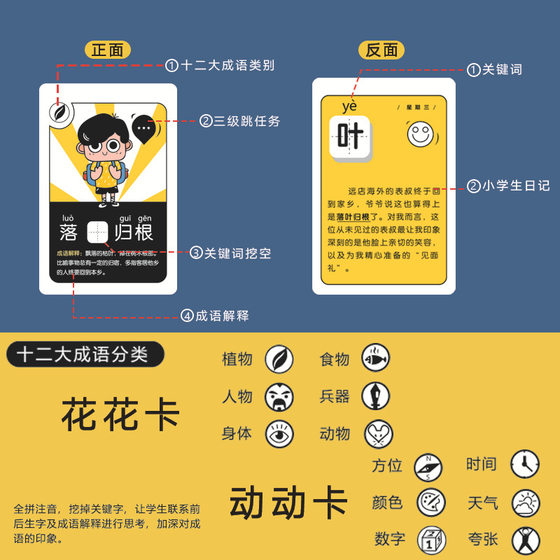 Idioms Solitaire Card Magic Chinese Character Poker Combination Children's Board Game Card Game Student's Educational Awareness Card