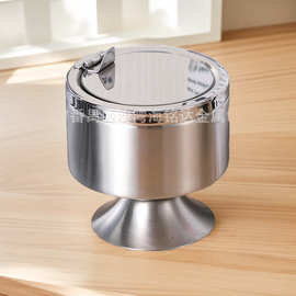 欧式不锈钢车载烟灰缸男创意家用个性带盖客厅防飞灰加厚烟灰缸