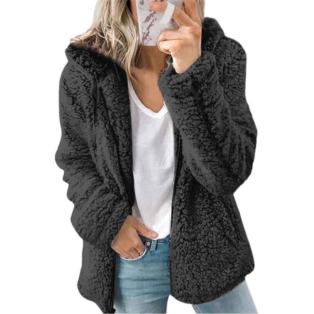 2026 Amazon Wish European and American Cross-Border Foreign Trade New Women's Clothing Hooded Woolen Autumn and Winter Tops and Jackets