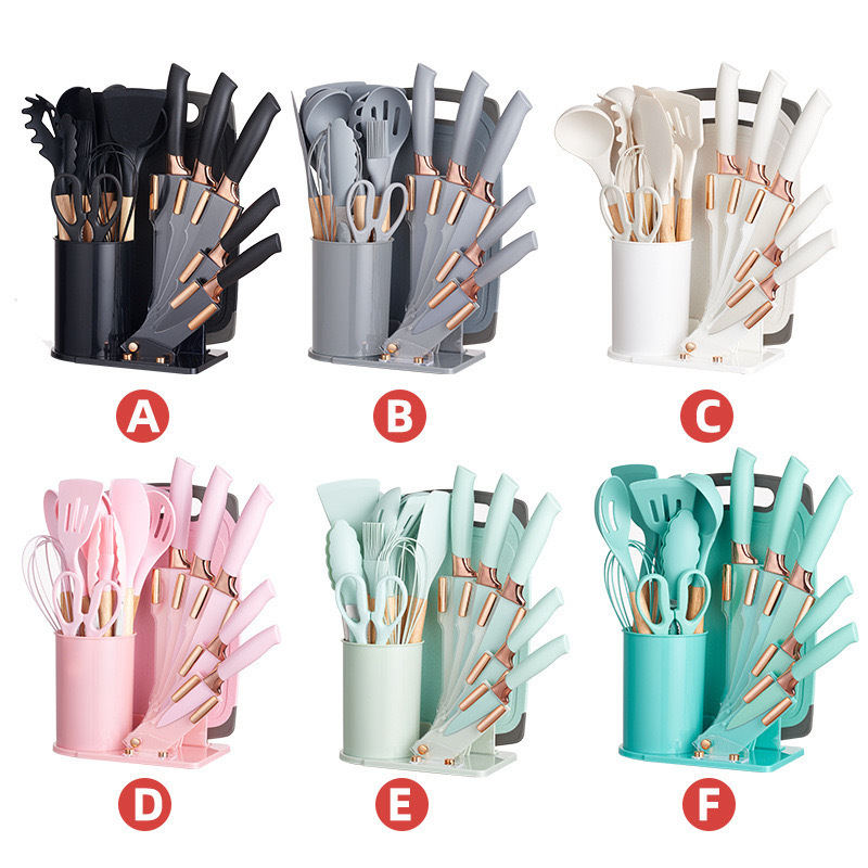 Amazon Hot Sale Silicone Kit 20 piezas Kit de cuchillos de cocina no pegajosos Silicone Kit completo