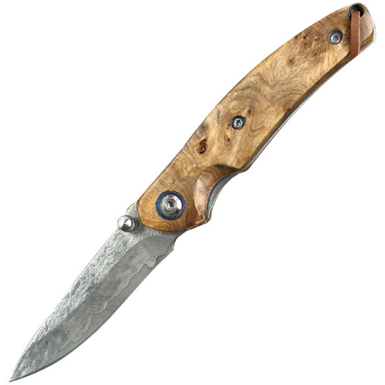 Cross-border Damascus Steel Folding Knife Sandalwood Handle Outdoor Knife Multifunctional Fruit Knife Portable Dismantle Express Knife