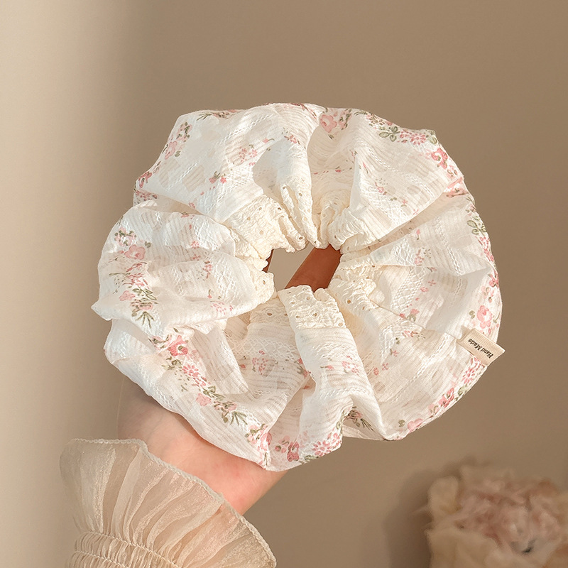 Coletero Scrunchie de Encaje con Flor de Alta Elasticidad para Mujer