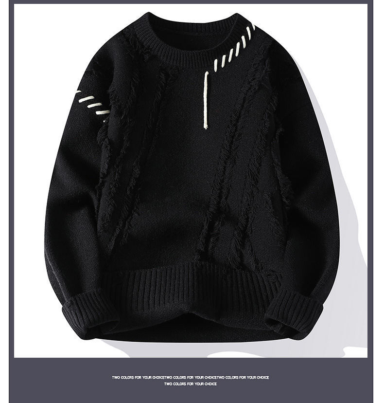 ​Men's Long Sleeve Knit Sweater Casual Loose Fit Crewneck Pullover Modal Blend Rabbit Wool Autumn Winter Fashion​_voghion.com