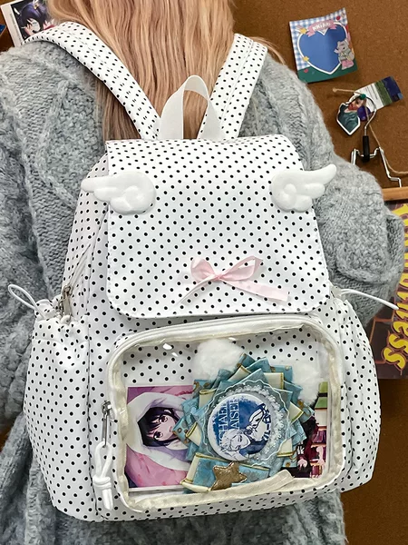 Japanese-Style Polka Dot High-Value Cute Bow Versatile Elementary School Student Backpack for Outings and Travel Trendy