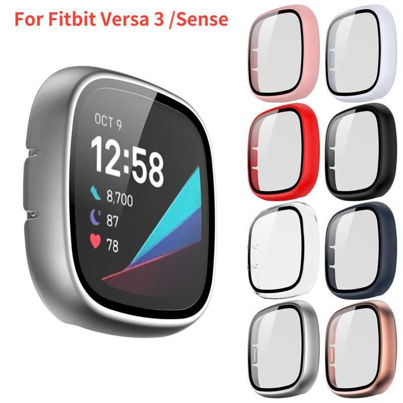 Suitable for Fitbit Versa3 / Sense Pc Hard Shell + Tempered Film Watch Case Shell and Film Integrated Protective Case Cover Suitable for Fitbit Versa3 / Sense Pc Hard Shell + Tempered Film Watch Case Shell and Film Integrated Protective Case Cover