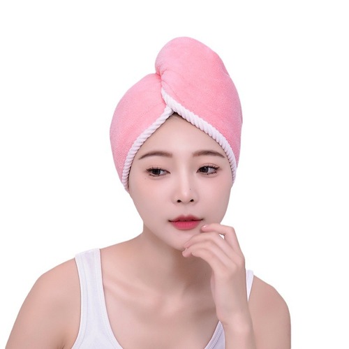 Double-layered Thick Coralline Dry Shampoo Hat for Women, New Style, Strong Absorbent, Quick-Drying Head Cover, Dual-Sided Shower Towel Hat