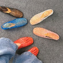 2024夏季新款R家~果冻鞋镂空外出女凉鞋网格大码42女鞋平底单鞋女