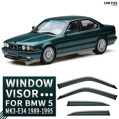 Suitable for Imported Bmw 5 Series Short-Wheelbase Rain Visors Bmw 5 Series Window Visor (Rain shield) - standard-packing-without-logo-bmw-5-series-i-short-shaft-mk3-e34-1989-1995-with-bright-strip-rain-shield