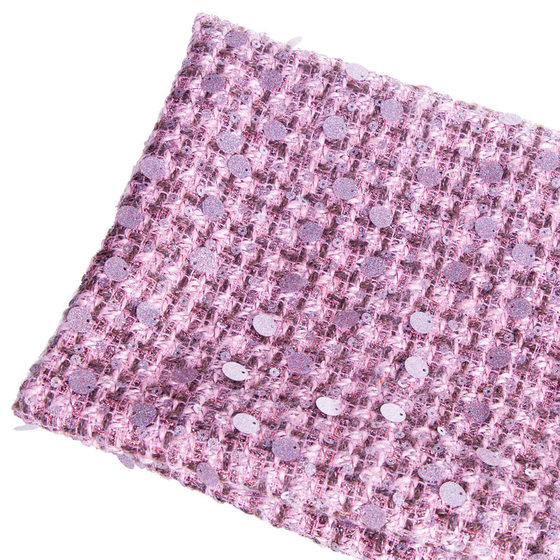 Beaded Fragrant Fabric Pink Purple Sequin Tweed Fabric Autumn and Winter Woven Fragrant Fabric Custom