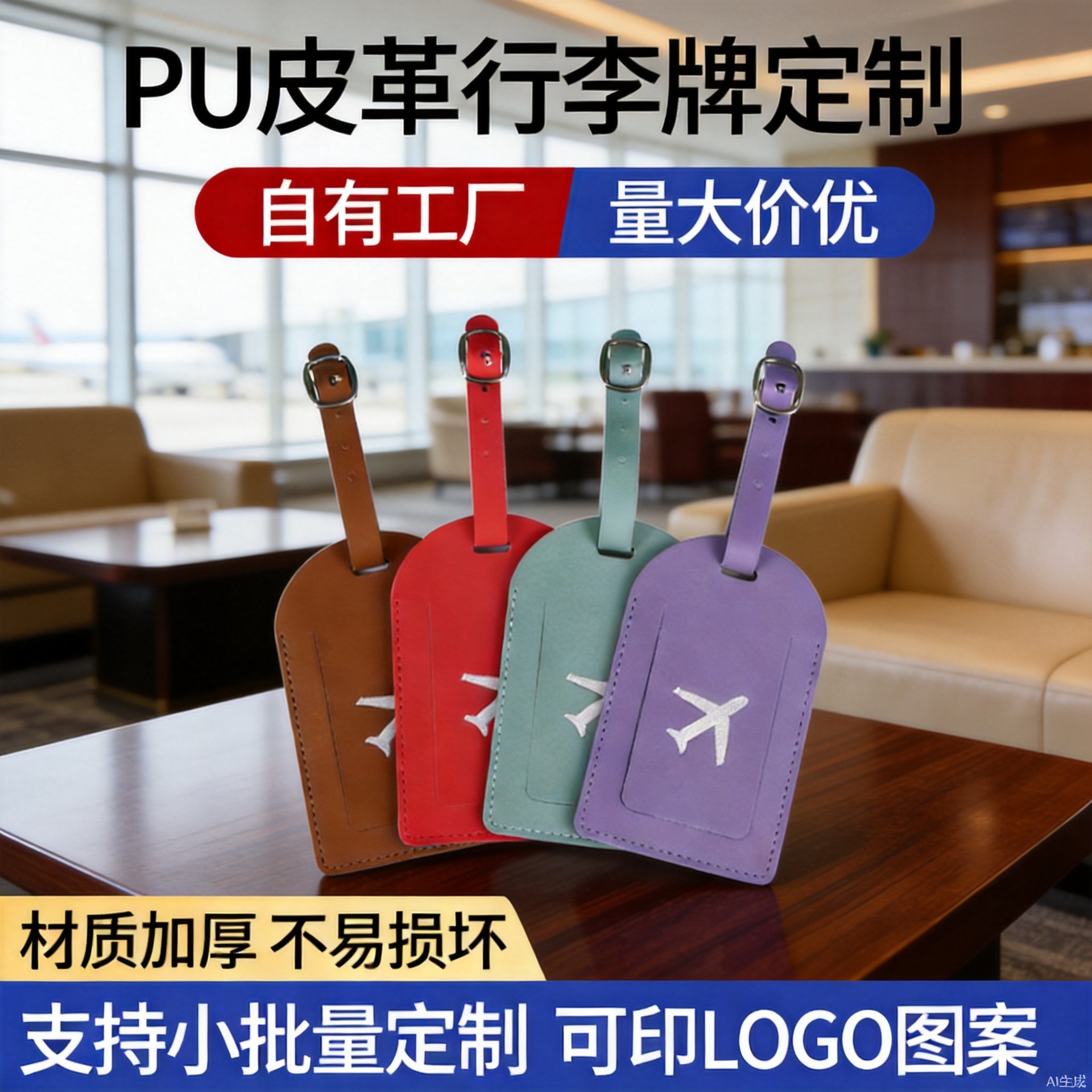 Customized PU luggage tag with logo, leather custom travel luggage tag, checked baggage tag, anti-loss boarding pass, cross-border