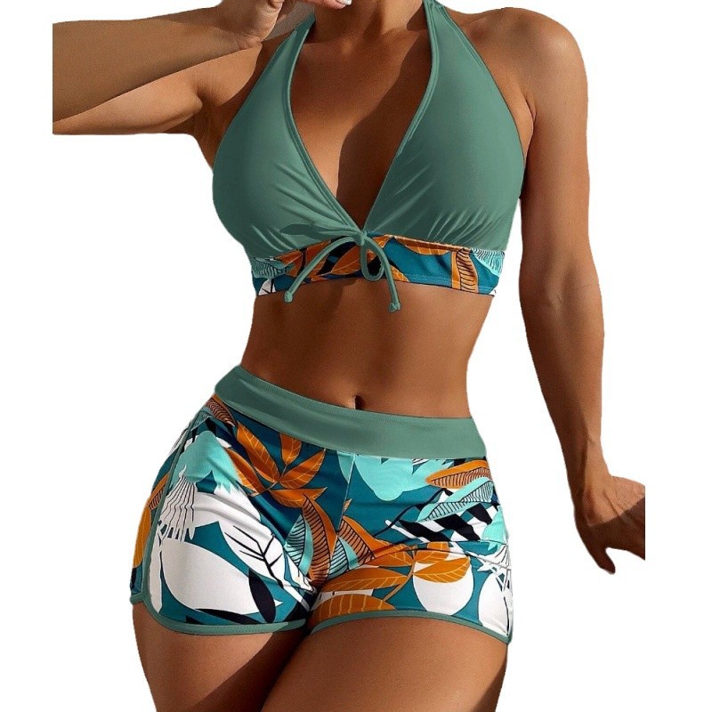 2024 Amazon Europa y los Estados Unidos trajes de baño de alta calidad de comercio exterior de mujer split-angle bikini cintura alta correa de cuello trajes de baño