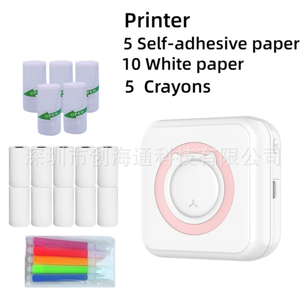 Pink+5 roll non -dry glue+10 rolls of heat sensitivity paper+color pen