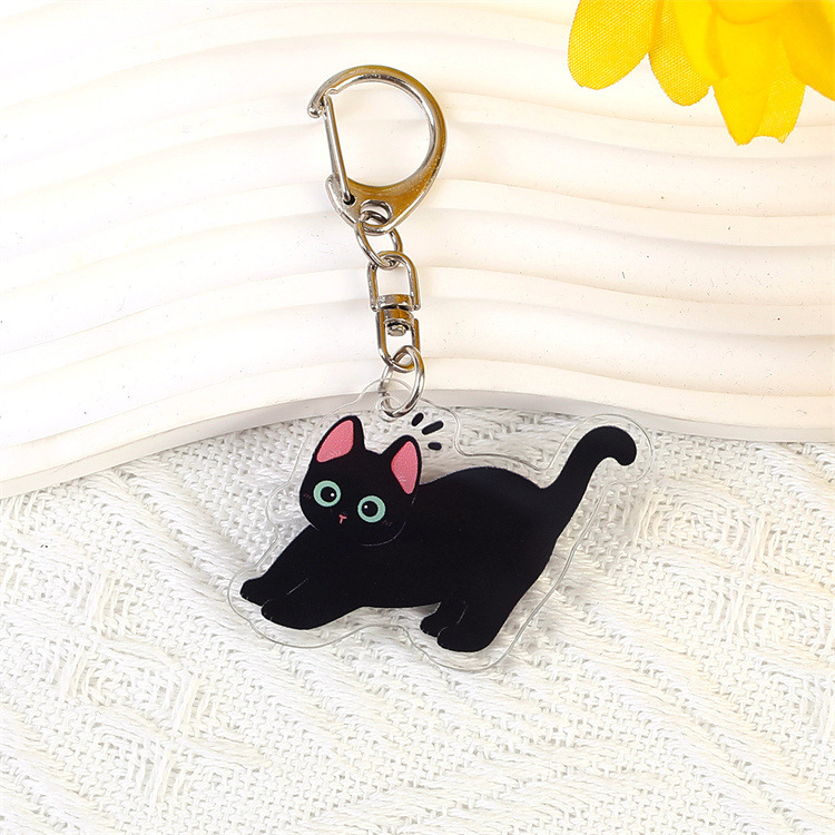 アニメ猫アクリルキーホルダーかわいい黒猫ペンダント国潮タヌキ猫キーホルダーかばんストラップ|undefined