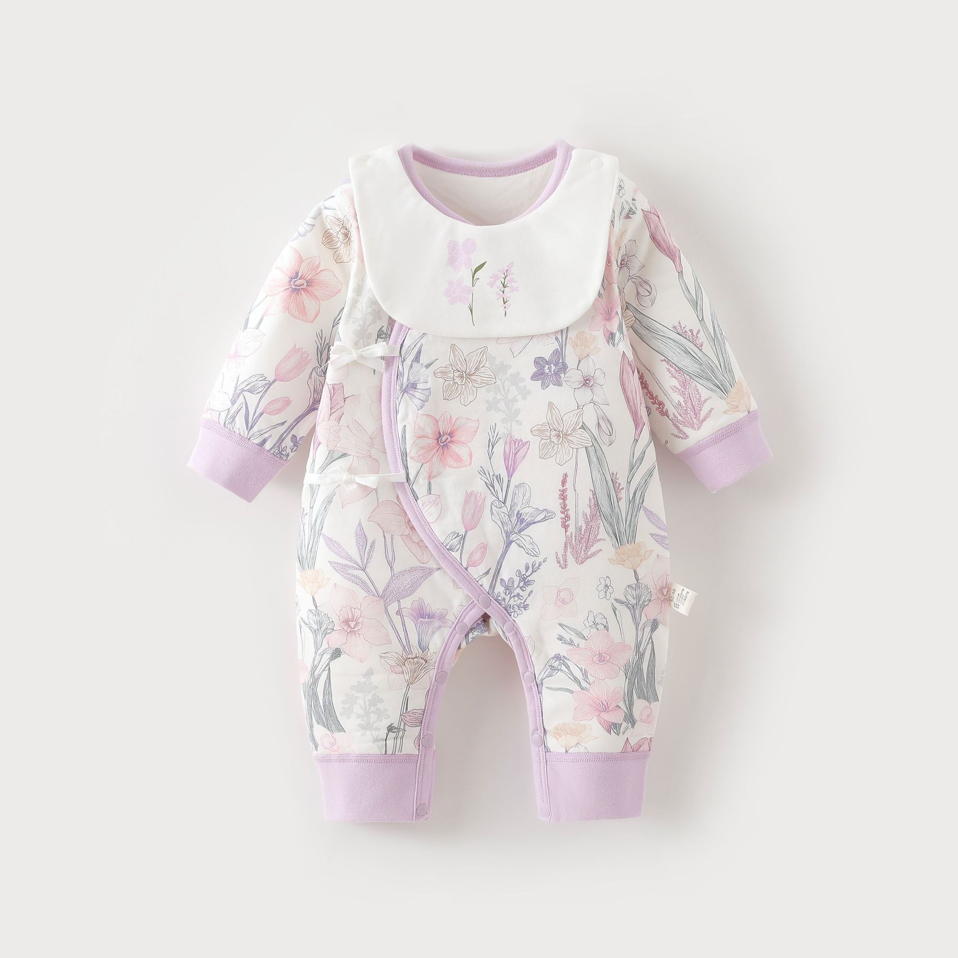 Purple quilted cotton waterproof bib, 40 gram