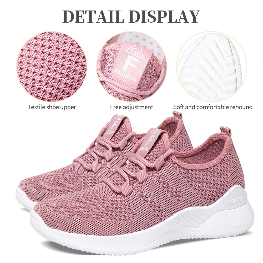 Zapatos de mujer, zapatillas deportivas de moda casual de alta gama para primavera, transpirables, de suela blanda y tejido ligero.
