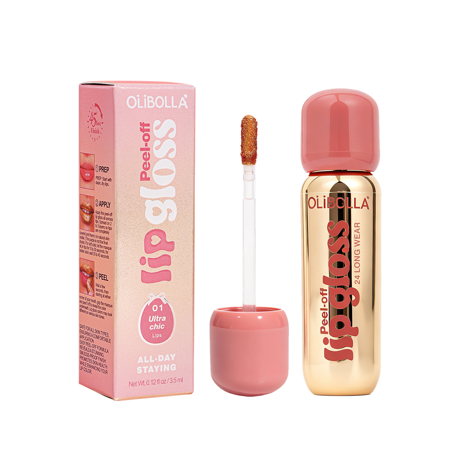 Transfronterizo exclusivo OLIBOLLA matte dorado lápiz de lápiz labial, lápiz labial impermeable, máscara labial dorada de peeling duradero