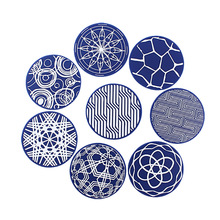 跨境硅胶杯垫印刷图案加厚9.8cm圆形餐桌隔热垫防滑饮料咖啡杯垫