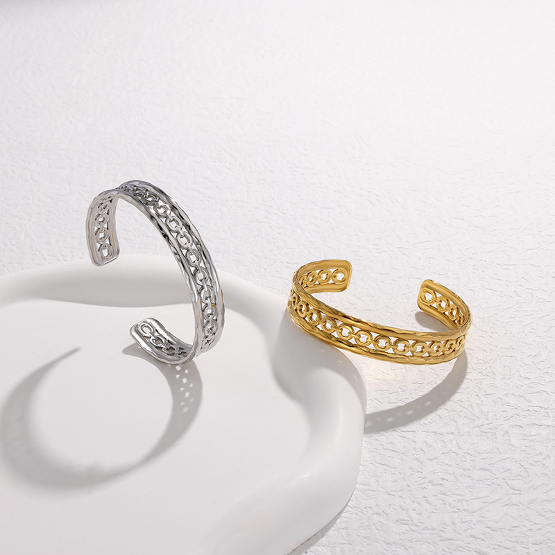21g Weight Vacuum Plating Gold Plating Process Fashion Geometric 304 Stainless Steel 18K Gold Plated Stainless Steel Bracelets In Bulk