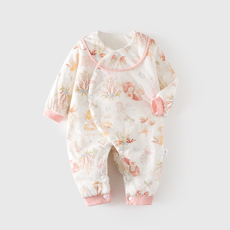 Baby's Cotton-padded Jumpsuit Baby's 40g Cotton-padded Spring Boneless Jacket Thin Cotton Thickened Partial Placement Climbing Suit for Children