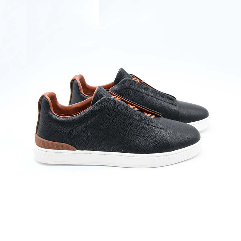 Litchi estampado cabeza de cuero de vaca negocios zapatos de cuero casuales al aire libre hombre ligero un pedale de moda zapatos de skate versátiles
