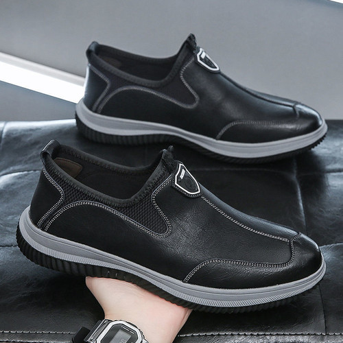 New men's sports casual shoes, fashionable soft leather casual shoes, stylish British minimalist casual shoes, trendy men's shoes