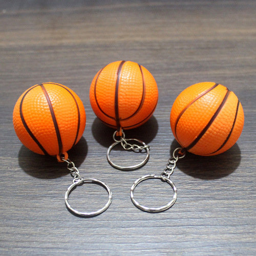 Hot-selling basketball PU keychain foam football children's sports toy decorative hanger gift activity wholesale