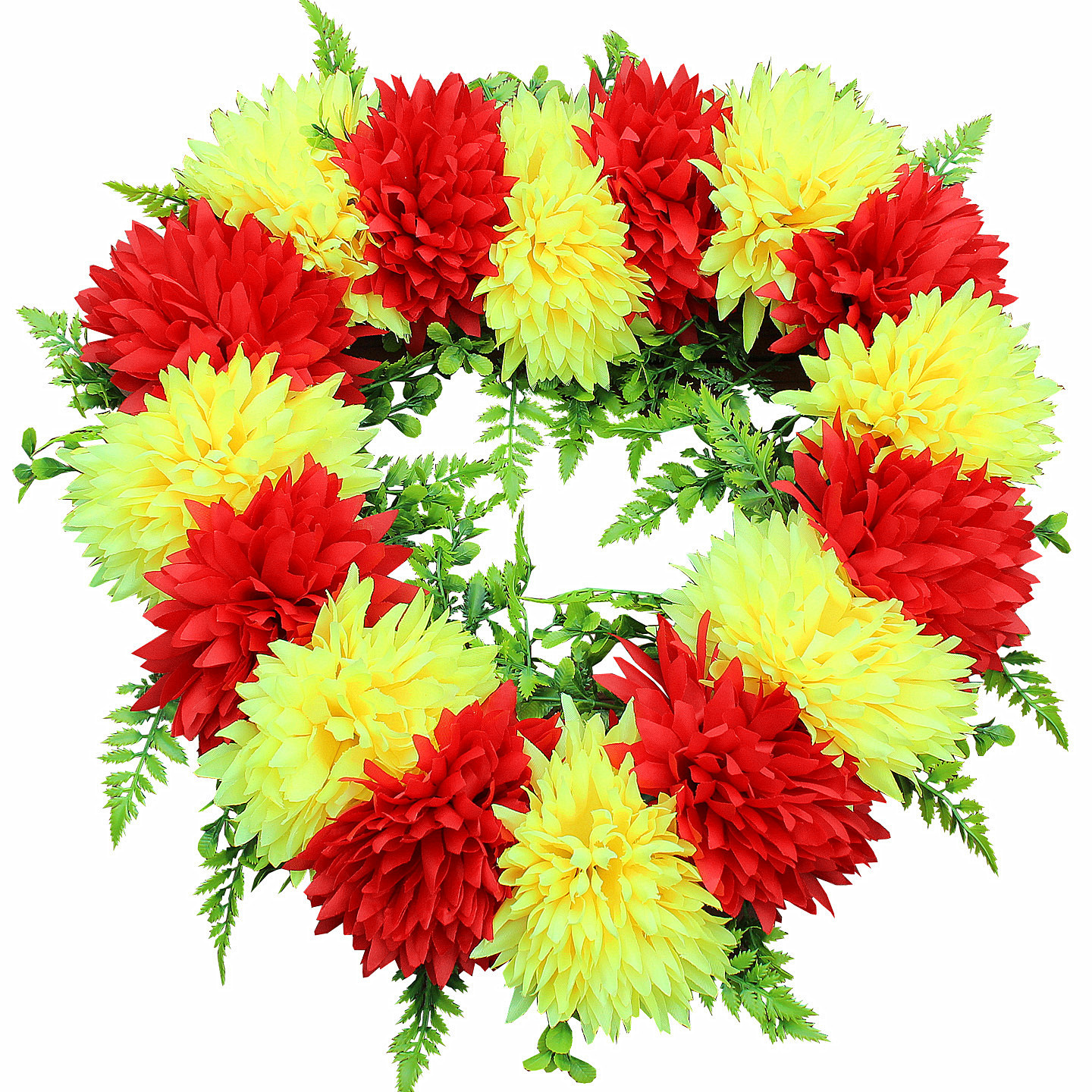 Simulated chrysanthemum wreath